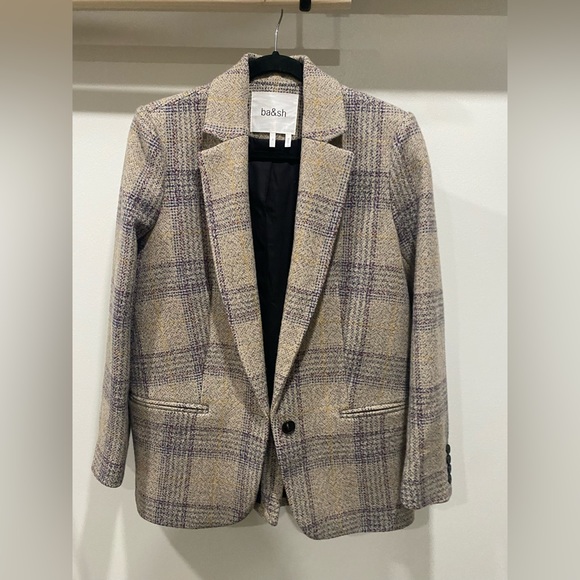 Ba-sh ba&sh bash Blazer Leto Suit Jacket Plaid Wool Tailored $665 - Picture 1 of 9
